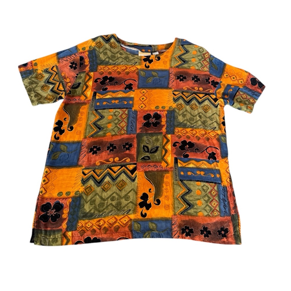 VTG Anthony Mark Hankins Authentics Floral Blouse Sz 20W Colorful‎ Patchwork